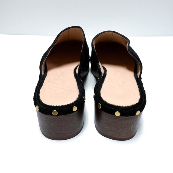 J Crew Dakota Black Leather Suede Studded Clogs - Picture 4 of 8